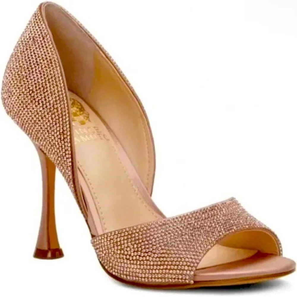 Rose gold High-Heeled D'Orsay Heels with Tapered Design